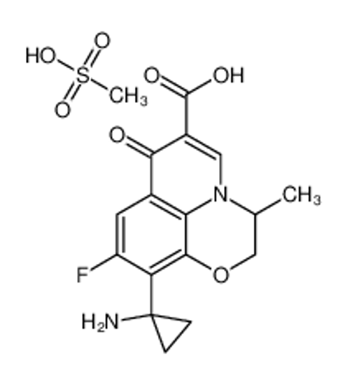 Picture of 7H-Pyrido[1,2,3-de]-1,4-benzoxazine-6-carboxylic acid, 10-(1-aminocyclopropyl)-9-fluoro-2,3-dihydro-3-methyl-7-oxo-, methanesulfonate (1:1)