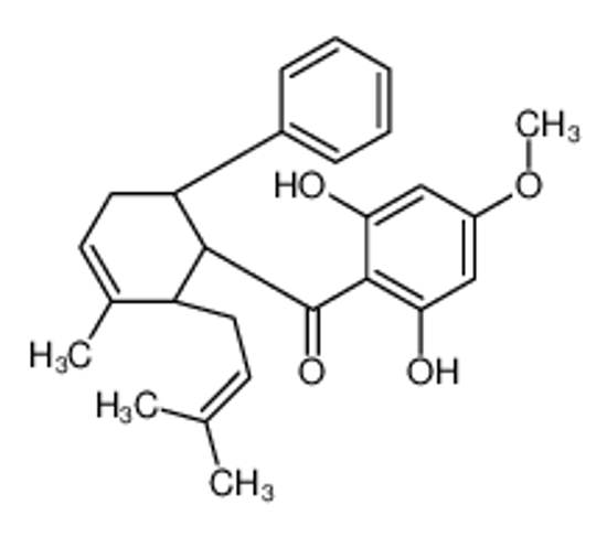 Picture of (2,6-dihydroxy-4-methoxyphenyl)-[(1R,2S,6R)-3-methyl-2-(3-methylbut-2-enyl)-6-phenylcyclohex-3-en-1-yl]methanone