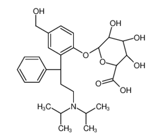 Picture of (2S,3S,4S,5R,6S)-6-[2-[(1R)-3-[di(propan-2-yl)amino]-1-phenylpropyl]-4-(hydroxymethyl)phenoxy]-3,4,5-trihydroxyoxane-2-carboxylic acid