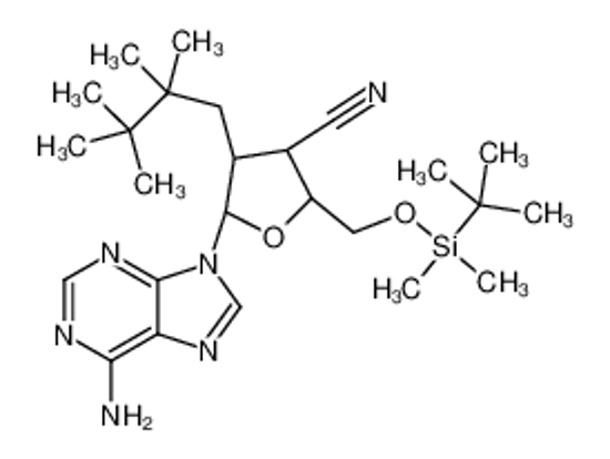 Picture of (2S,3S,4R,5R)-5-(6-aminopurin-9-yl)-2-[[tert-butyl(dimethyl)silyl]oxymethyl]-4-(2,2,3,3-tetramethylbutyl)oxolane-3-carbonitrile