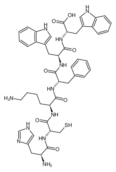 Picture of (2S)-2-[[(2S)-2-[[(2S)-2-[[(2S)-6-amino-2-[[(2R)-2-[[(2S)-2-amino-3-(1H-imidazol-5-yl)propanoyl]amino]-3-sulfanylpropanoyl]amino]hexanoyl]amino]-3-phenylpropanoyl]amino]-3-(1H-indol-3-yl)propanoyl]amino]-3-(1H-indol-3-yl)propanoic acid