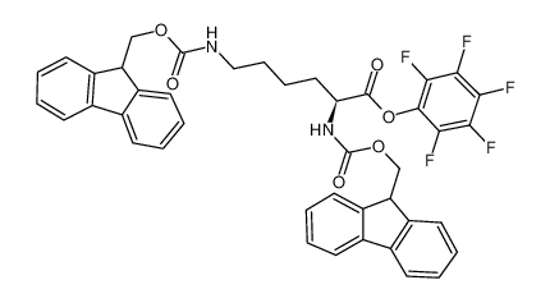 Picture of (2,3,4,5,6-pentafluorophenyl) (2S)-2,6-bis(9H-fluoren-9-ylmethoxycarbonylamino)hexanoate