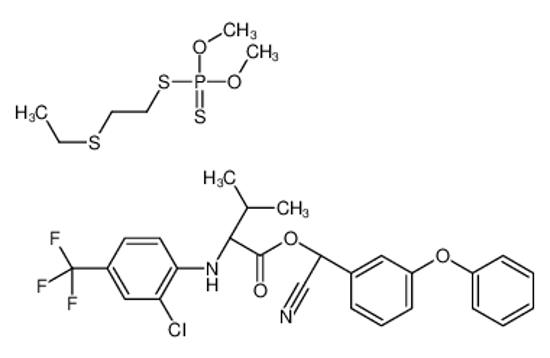 Picture of Cyano(3-phenoxyphenyl)methyl N-[2-chloro-4-(trifluoromethyl)pheny l]-L-valinate - S-[2-(ethylsulfanyl)ethyl] O,O-dimethyl phosphoro dithioate (1:1)