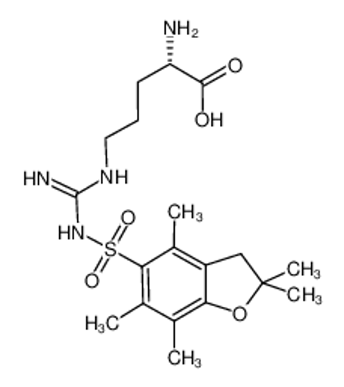 Picture of (2S)-2-amino-5-[[amino-[(2,2,4,6,7-pentamethyl-3H-1-benzofuran-5-yl)sulfonylamino]methylidene]amino]pentanoic acid