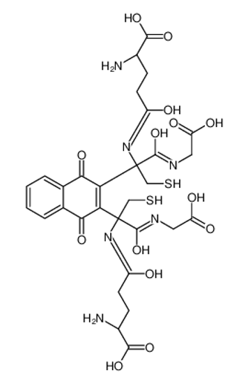 Picture of (2S)-2-amino-5-[[(2S)-2-[3-[(2S)-2-[[(4S)-4-amino-4-carboxybutanoyl]amino]-1-(carboxymethylamino)-1-oxo-3-sulfanylpropan-2-yl]-1,4-dioxonaphthalen-2-yl]-1-(carboxymethylamino)-1-oxo-3-sulfanylpropan-2-yl]amino]-5-oxopentanoic acid