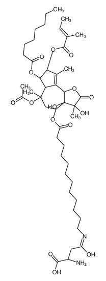 Picture of (2S)-4-[[12-[[(3S,3aR,4S,6S,6aR,7S,8S,9bS)-6-acetyloxy-3,3a-dihydroxy-3,6,9-trimethyl-8-[(Z)-2-methylbut-2-enoyl]oxy-7-octanoyloxy-2-oxo-4,5,6a,7,8,9b-hexahydroazuleno[4,5-b]furan-4-yl]oxy]-12-oxododecyl]amino]-2-amino-4-oxobutanoic acid