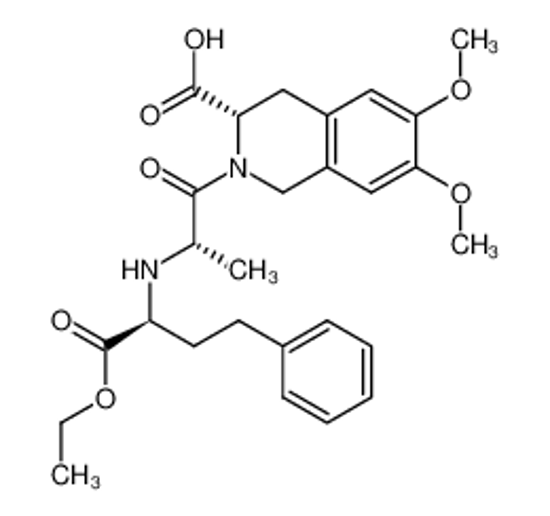 Picture of (3S)-2-[(2S)-2-[[(2S)-1-ethoxy-1-oxo-4-phenylbutan-2-yl]amino]propanoyl]-6,7-dimethoxy-3,4-dihydro-1H-isoquinoline-3-carboxylic acid