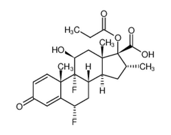 Picture of (6S,8S,9R,10S,11S,13S,14S,16R,17R)-6,9-difluoro-11-hydroxy-10,13,16-trimethyl-3-oxo-17-propanoyloxy-6,7,8,11,12,14,15,16-octahydrocyclopenta[a]phenanthrene-17-carboxylic acid
