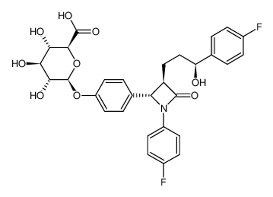 Picture of (2S,3S,4S,5R,6S)-6-[4-[(2S,3R)-1-(4-fluorophenyl)-3-[(3S)-3-(4-fluorophenyl)-3-hydroxypropyl]-4-oxoazetidin-2-yl]phenoxy]-3,4,5-trihydroxyoxane-2-carboxylic acid