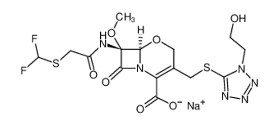 Picture of (6R,7R)-7-[[2-(difluoromethylsulfanyl)acetyl]amino]-3-[[1-(2-hydroxyethyl)tetrazol-5-yl]sulfanylmethyl]-7-methoxy-8-oxo-5-oxa-1-azabicyclo[4.2.0]oct-2-ene-2-carboxylic acid,sodium