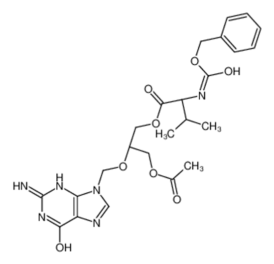 Picture of [3-acetyloxy-2-[(2-amino-6-oxo-3H-purin-9-yl)methoxy]propyl] (2S)-3-methyl-2-(phenylmethoxycarbonylamino)butanoate