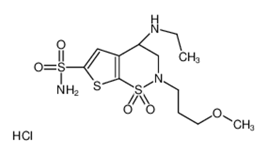Picture of (4R)-4-(ethylamino)-2-(3-methoxypropyl)-1,1-dioxo-3,4-dihydrothieno[3,2-e]thiazine-6-sulfonamide,hydrochloride