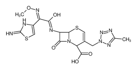 Picture of (6R,7R)-7-[[(2Z)-2-(2-amino-1,3-thiazol-4-yl)-2-methoxyiminoacetyl]amino]-3-[(5-methyltetrazol-2-yl)methyl]-8-oxo-5-thia-1-azabicyclo[4.2.0]oct-3-ene-2-carboxylic acid