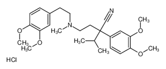 Picture of 2-(3,4-dimethoxyphenyl)-2-[2-[2-(3,4-dimethoxyphenyl)ethyl-methylamino]ethyl]-3-methylbutanenitrile,hydrochloride