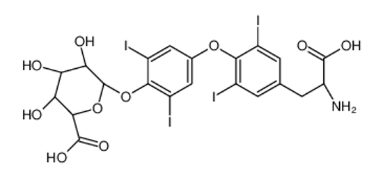 Picture of (2S,3S,4S,5R)-6-(4-{4-[(2S)-2-Amino-2-carboxyethyl]-2,6-diiodophe noxy}-2,6-diiodophenoxy)-3,4,5-trihydroxytetrahydro-2H-pyran-2-ca rboxylic acid (non-preferred name)
