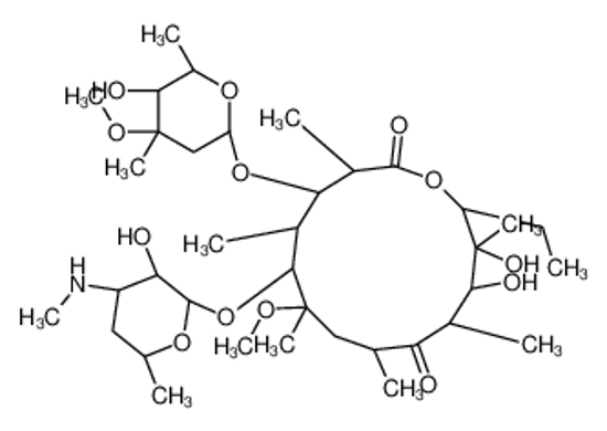 Picture of (3R,4S,5S,6R,7R,9R,11R,12R,13S,14R)-14-ethyl-12,13-dihydroxy-4-[(2R,4R,5S,6S)-5-hydroxy-4-methoxy-4,6-dimethyloxan-2-yl]oxy-6-[(2S,3R,4S,6R)-3-hydroxy-6-methyl-4-(methylamino)oxan-2-yl]oxy-7-methoxy-3,5,7,9,11,13-hexamethyl-oxacyclotetradecane-2,10-dione