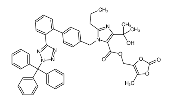 Изображение (5-methyl-2-oxo-1,3-dioxol-4-yl)methyl 5-(2-hydroxypropan-2-yl)-2-propyl-3-[[4-[2-(2-trityltetrazol-5-yl)phenyl]phenyl]methyl]imidazole-4-carboxylate