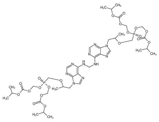 Picture of [[(2R)-1-[6-[[[9-[(2R)-2-[bis(propan-2-yloxycarbonyloxymethoxy)phosphorylmethoxy]propyl]purin-6-yl]amino]methylamino]purin-9-yl]propan-2-yl]oxymethyl-(propan-2-yloxycarbonyloxymethoxy)phosphoryl]oxymethyl propan-2-yl carbonate