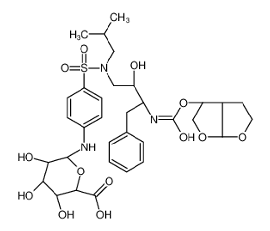 Изображение (2S,3S,4S,5R,6R)-6-[4-[[(2R,3S)-3-[[(3aS,4R,6aR)-2,3,3a,4,5,6a-hexahydrofuro[2,3-b]furan-4-yl]oxycarbonylamino]-2-hydroxy-4-phenylbutyl]-(2-methylpropyl)sulfamoyl]anilino]-3,4,5-trihydroxyoxane-2-carboxylic acid