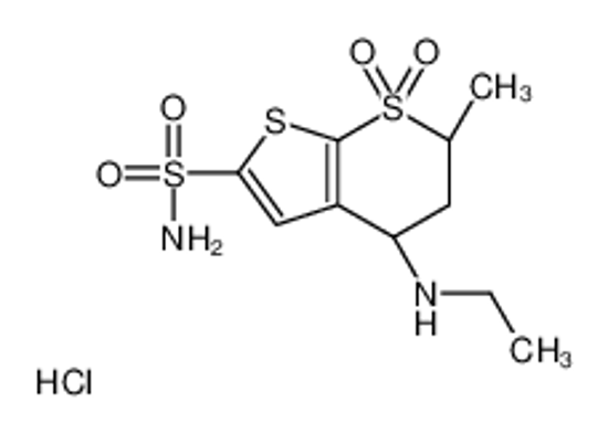 Picture of (4R,6S)-4-(ethylamino)-6-methyl-7,7-dioxo-5,6-dihydro-4H-thieno[2,3-b]thiopyran-2-sulfonamide,hydrochloride
