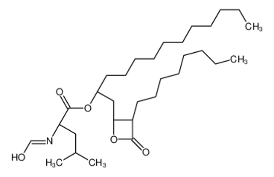Picture of [(2S)-1-[(2S,3S)-3-octyl-4-oxooxetan-2-yl]tridecan-2-yl] (2S)-2-formamido-4-methylpentanoate