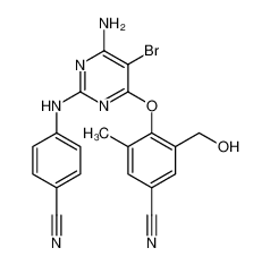 Picture of 4-[6-amino-5-bromo-2-(4-cyanoanilino)pyrimidin-4-yl]oxy-3-(hydroxymethyl)-5-methylbenzonitrile
