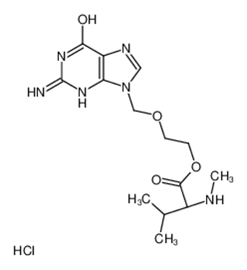 Picture of 2-[(2-amino-6-oxo-3H-purin-9-yl)methoxy]ethyl (2S)-3-methyl-2-(methylamino)butanoate,hydrochloride