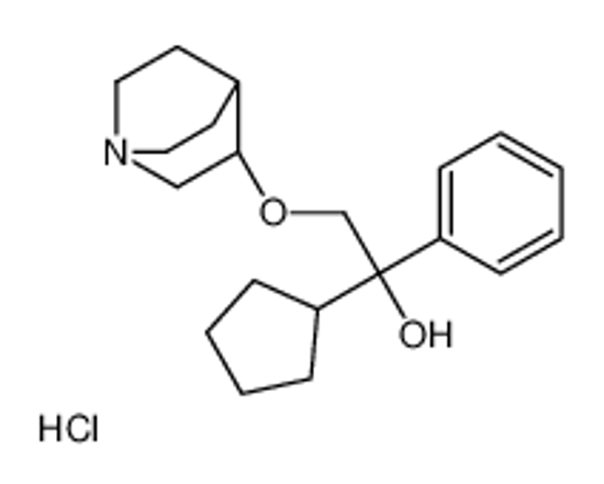 Picture of 2-(1-azabicyclo[2.2.2]octan-3-yloxy)-1-cyclopentyl-1-phenylethanol,hydrochloride