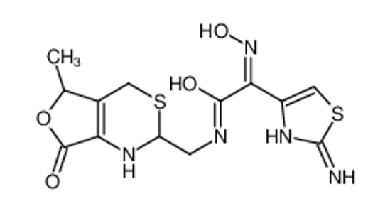 Picture of (2Z)-2-(2-amino-1,3-thiazol-4-yl)-2-hydroxyimino-N-[(5-methyl-7-oxo-1,2,4,5-tetrahydrofuro[3,4-d][1,3]thiazin-2-yl)methyl]acetamide