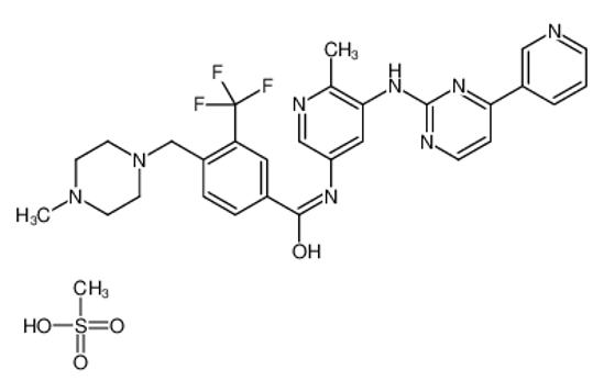 Picture of methanesulfonic acid,4-[(4-methylpiperazin-1-yl)methyl]-N-[6-methyl-5-[(4-pyridin-3-ylpyrimidin-2-yl)amino]pyridin-3-yl]-3-(trifluoromethyl)benzamide