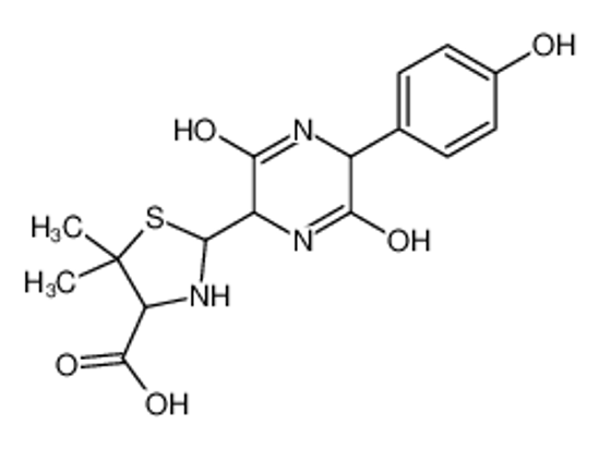 Изображение 2-[5-(4-hydroxyphenyl)-3,6-dioxopiperazin-2-yl]-5,5-dimethyl-1,3-thiazolidine-4-carboxylic acid
