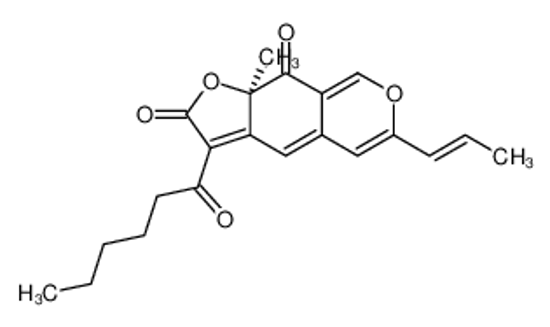 Picture of (9aR)-3-hexanoyl-9a-methyl-6-[(E)-prop-1-enyl]furo[3,2-g]isochromene-2,9-dione