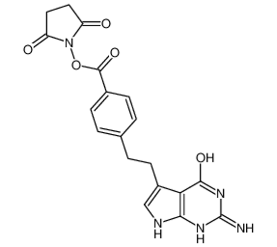 Picture of (2,5-dioxopyrrolidin-1-yl) 4-[2-(2-amino-4-oxo-1,7-dihydropyrrolo[2,3-d]pyrimidin-5-yl)ethyl]benzoate
