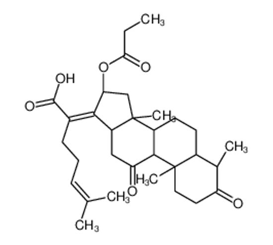 Изображение (2Z)-6-methyl-2-[(4S,8S,9R,10S,13R,14R,16S)-4,10,14-trimethyl-3,11-dioxo-16-propanoyloxy-1,2,4,5,6,7,8,9,12,13,15,16-dodecahydrocyclopenta[a]phenanthren-17-ylidene]hept-5-enoic acid