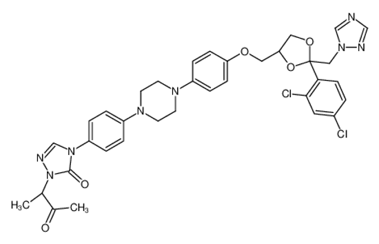 Picture of 4-[4-[4-[4-[[(2R,4S)-2-(2,4-dichlorophenyl)-2-(1,2,4-triazol-1-ylmethyl)-1,3-dioxolan-4-yl]methoxy]phenyl]piperazin-1-yl]phenyl]-2-(3-oxobutan-2-yl)-1,2,4-triazol-3-one