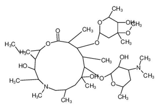 Picture of (2R,3R,4S,5R,8R,10R,11R,12S,13S,14R)-11-[(2S,3R,4S,6R)-4-(dimethylamino)-3-hydroxy-6-methyloxan-2-yl]oxy-2-ethyl-4,10-dihydroxy-13-[(2R,4R,5S,6S)-5-hydroxy-4-methoxy-4,6-dimethyloxan-2-yl]oxy-3,5,6,8,10,12,14-heptamethyl-1-oxa-6-azacyclopentadecan-15-one