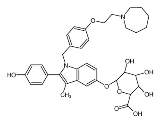 Imagem de (2S,3S,4S,5R,6S)-6-[1-[[4-[2-(azepan-1-yl)ethoxy]phenyl]methyl]-2-(4-hydroxyphenyl)-3-methylindol-5-yl]oxy-3,4,5-trihydroxyoxane-2-carboxylic acid