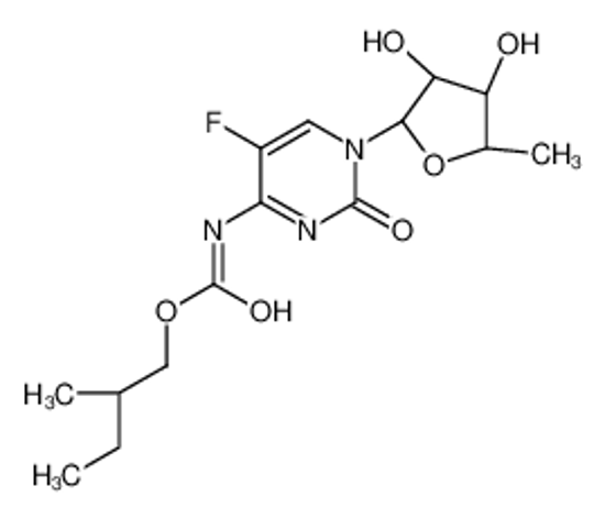 Picture of 2-methylbutyl N-[1-[(2R,3R,4S,5R)-3,4-dihydroxy-5-methyloxolan-2-yl]-5-fluoro-2-oxopyrimidin-4-yl]carbamate