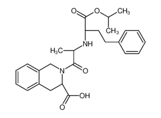 Picture of (3R)-2-[(2S)-2-[[(2S)-1-oxo-4-phenyl-1-propan-2-yloxybutan-2-yl]amino]propanoyl]-3,4-dihydro-1H-isoquinoline-3-carboxylic acid