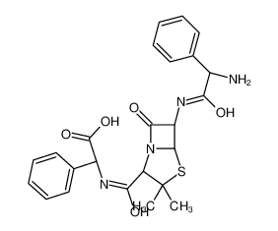 Picture of (2R)-2-[[(2S,5R,6R)-6-[[(2R)-2-amino-2-phenylacetyl]amino]-3,3-dimethyl-7-oxo-4-thia-1-azabicyclo[3.2.0]heptane-2-carbonyl]amino]-2-phenylacetic acid