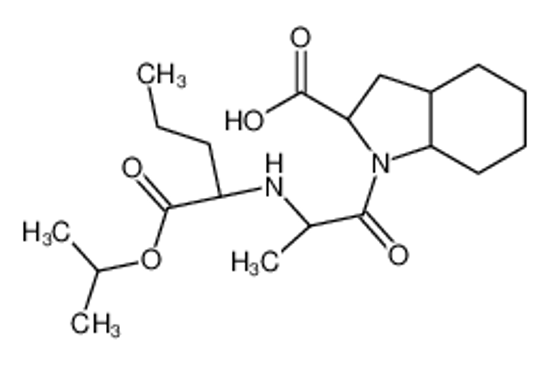 Picture of (2S,3aS,7aS)-1-[(2S)-2-[[(2S)-1-oxo-1-propan-2-yloxypentan-2-yl]amino]propanoyl]-2,3,3a,4,5,6,7,7a-octahydroindole-2-carboxylic acid