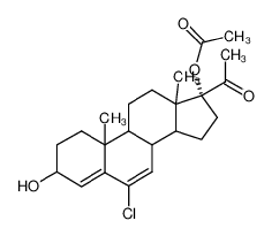 Picture of (17R)-17-acetyl-6-chloro-3-hydroxy-10,13-dimethyl-2,3,8,9,10,11,12,13,14,15,16,17-dodecahydro-1H-cyclopenta[a]phenanthren-17-yl acetate