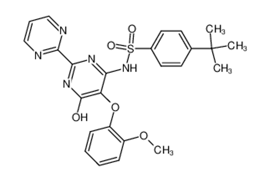 Picture of p-tert-butyl-N-[6-(hydroxy)-5-(2-methoxyphenoxy)[2,2'-bipyrimidin]-4-yl]benzene sulfonamide