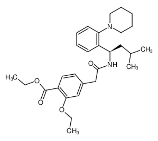 Picture of (R)-(-)-ethyl 2-ethoxy-4-<2-<<3-methyl-1-<2-(1-piperidinyl)phenyl>butyl>amino>-2-oxoethyl>-benzoate