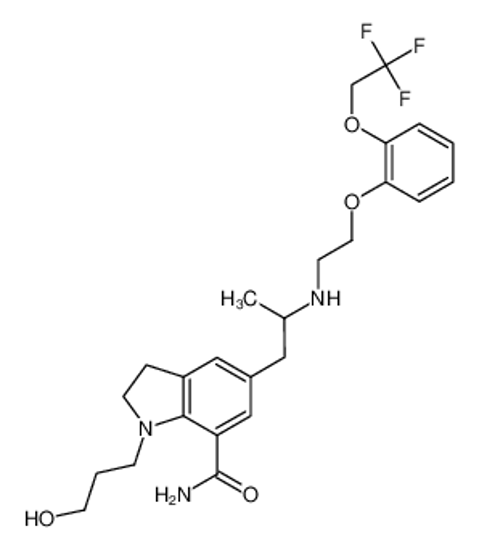 Picture of 1-(3-Hydroxy-propyl)-5-(2(R)-{2-[2-(2,2,2-trifluoro-ethoxy)-phenoxy]-ethylamino}-propyl)-2,3-dihydro-1H-indol-7-carboxylic acid amide