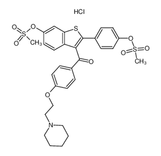 Picture of [6-[(methylsulfonyl)oxy]-2-[4-[(methylsulfonyl)oxy]phenyl]benzo[b]thien-3-yl][4-[2-(1-pyrrolidinyl)ethoxy]phenyl]methanone hydrochloride