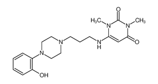 Picture of 2,4(1H,3H)-Pyrimidinedione, 6-[[3-[4-(2-hydroxyphenyl)-1-piperazinyl]propyl]amino]-1,3-dimethyl-