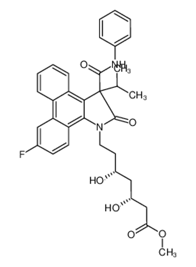 Picture of 1H-Dibenz[e,g]indole-1-heptanoic acid, 9-fluoro-2,3-dihydro-β,δ-dihydroxy-3-(1-methylethyl)-2-oxo-3-[(phenylamino)carbonyl]-, methyl ester, (βR,δR)-