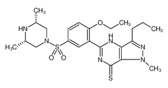 Изображение 7H-Pyrazolo[4,3-d]pyrimidine-7-thione, 5-[5-[[(3R,5S)-3,5-dimethyl-1-piperazinyl]sulfonyl]-2-ethoxyphenyl]-1,6-dihydro-1-methyl-3-propyl-, rel-