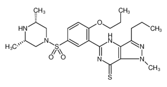 Picture of 7H-Pyrazolo[4,3-d]pyrimidine-7-thione, 5-[5-[[(3R,5S)-3,5-dimethyl-1-piperazinyl]sulfonyl]-2-propoxyphenyl]-1,6-dihydro-1-methyl-3-propyl-, rel-